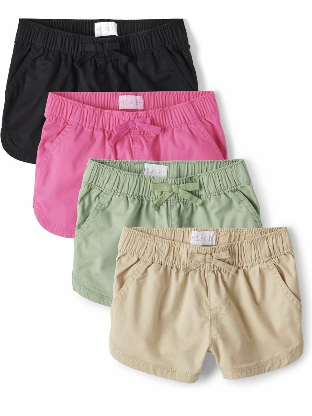 The Children's Place Girls' Shorts Pack - Black, Pink, Green, Tan